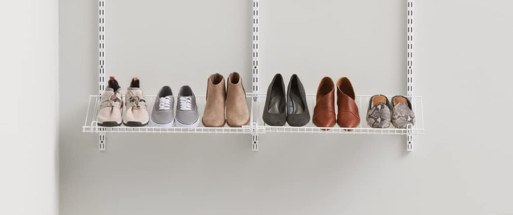 Rubbermaid Wall Mount Shoe Shelf - Customizable White Organizer for Home, Closet & Laundry