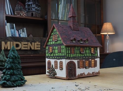 Midene Handcrafted Tealight Village Houses - Ceramic Lighted Miniature