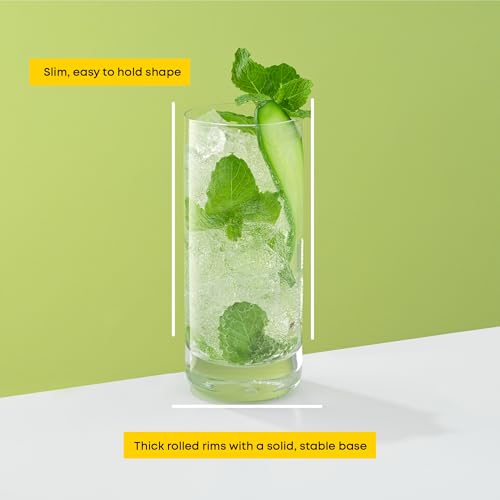 13oz Highball Glasses - Lead-Free Crystal Drinking Glass Set, 6-Piece