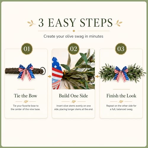 DIY Olive Swag Kit with 24 Faux Stems and 2 Interchangeable Bows