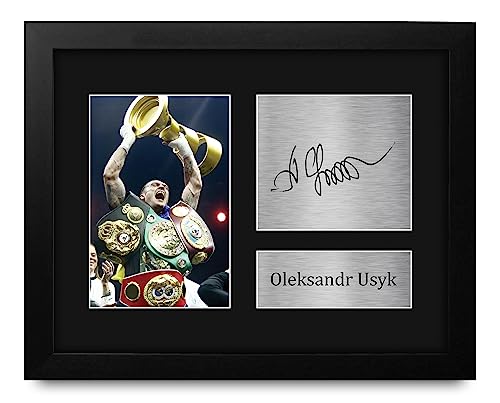 Framed Signed Oleksandr Usyk Boxing Autograph Photo - US Letter Size Gift
