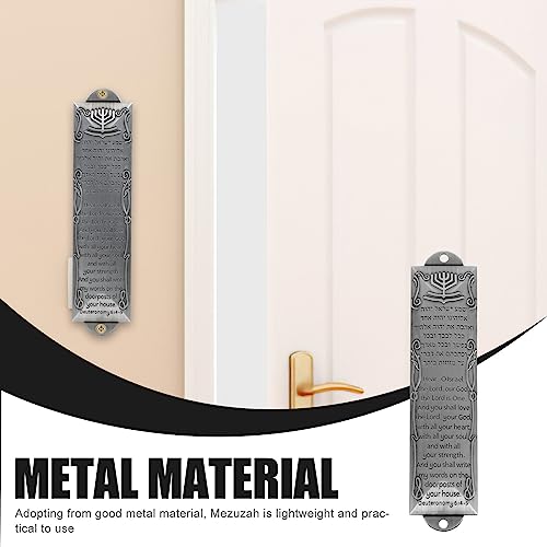 Metal Mezuzah Case for Door with Scroll, Vintage Jewish Home Blessing Plaque