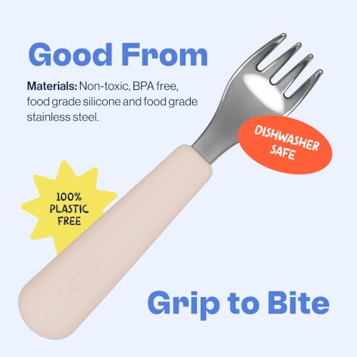 Toddler Stainless Steel Utensil Set with Silicone Handles - BPA-Free, Easy-Grip Kids Silverware