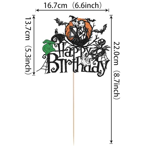 Halloween Cake Topper Jack and Sally Spider Web Bat for Nightmare Before Christmas Party - Design 15