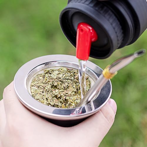 Cuopru Brown Argentina Yerba Mate Cup Set with Ceramic Liner & Bombilla Straw