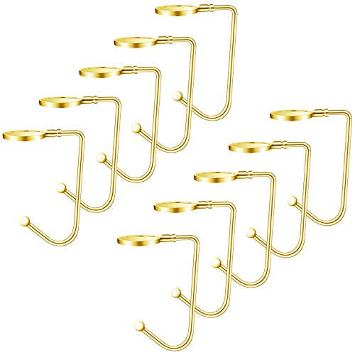 Festanlee Christmas Stocking Holders, 10 Rotatable Non-Slip Mantel Hooks in Gold