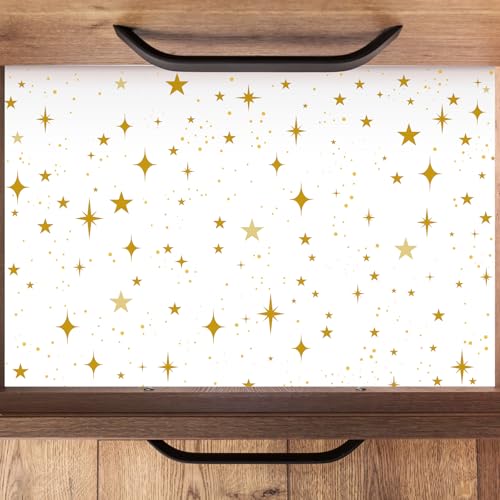 Scented Drawer Liners, 30 Sheets Gold Star Paper for Dresser and Closet