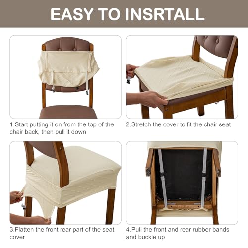 Waterproof Stretch Chair Covers for Dining Room - Set of 4, Taupe