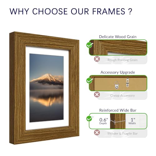 Chrspk 3-Pack Rustic Brown 5x7 Picture Frames with Glass, Wall Mount
