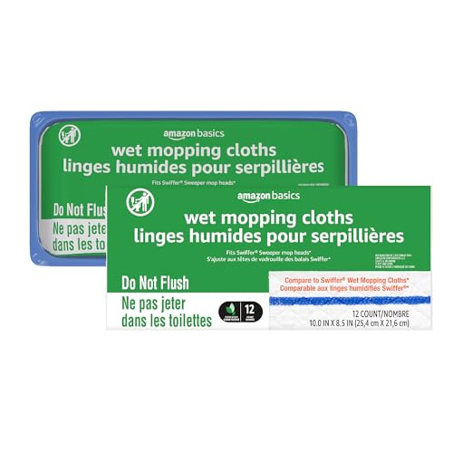 Amazon Basics Wet Mopping Cloth Refills, Multi-Surface Floor Cleaner, 24 Count
