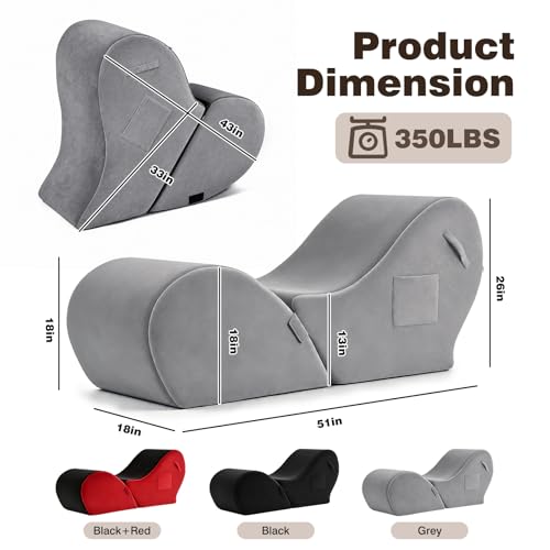 Convertible Yoga Chaise Lounge & Heart-Shaped Ottoman, Ergonomic Stretching