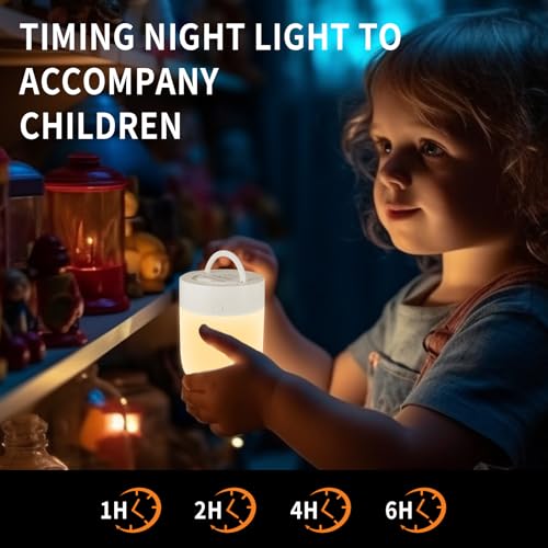 Portable LED Nursery Night Light, 13-Color Dimmable Touch Lamp for Kids
