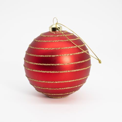 12PCS Red & Gold Christmas Ornaments - Large Shatterproof Hand-Painted Holiday Decorations