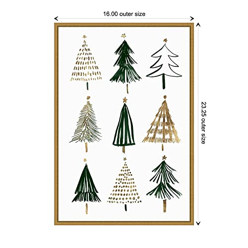 Sylvie Gold Framed Canvas Wall Art 23x16 Evergreen Trees Holiday Decor