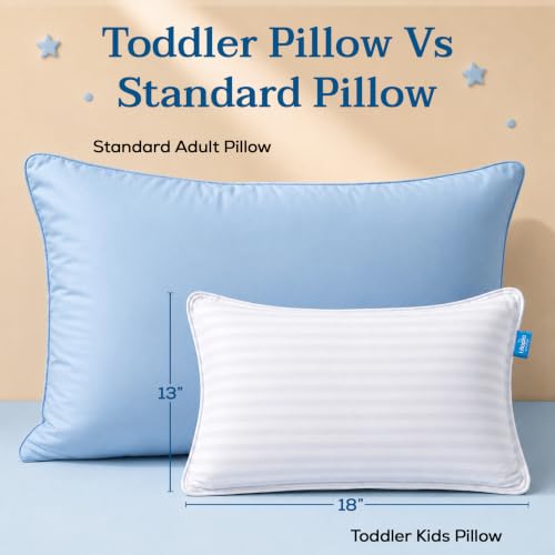 Soft Toddler Pillow 2-Pack - 13x18 Inch Cotton Blend Kids Travel Pillows
