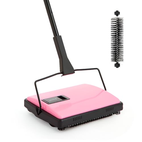 Manual Carpet Sweeper for Pet Hair and Dust with Extra Rolling Brush