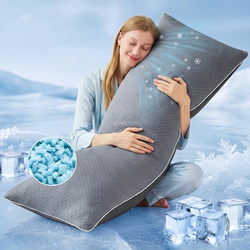 Cooling Body Pillow with Adjustable Blue Memory Foam - 20x54 Inch