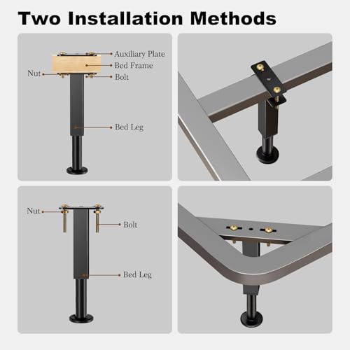 6PCS Adjustable Bed Support Legs, 7.3-11 Inch Heavy Duty Metal Bed Risers