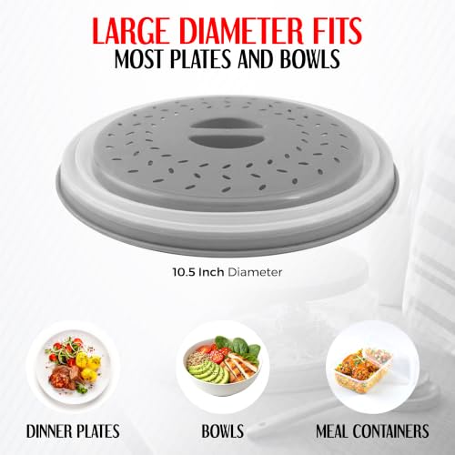 Collapsible Silicone Microwave Splatter Cover - 10.5 Inch (2 Pack)