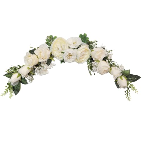 23-Inch Artificial Peony and Rose Floral Swag for Arch and Door Decor