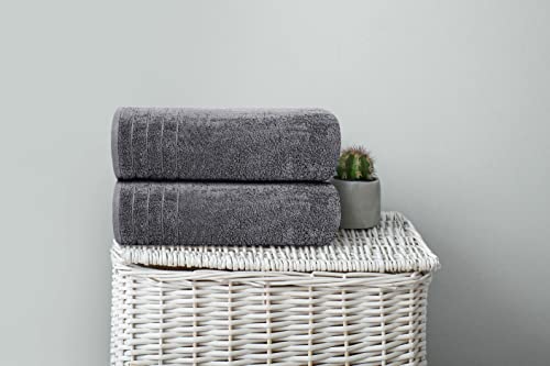 Tens Towels 4-Piece Extra Large Cotton Bath Towels, 30x60 Dark Grey