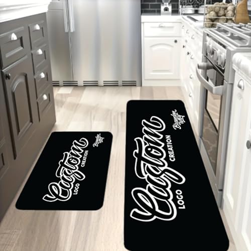 Custom 2-Piece Kitchen Runner Rug Set, Non-Slip Washable Anti-Fatigue Mats