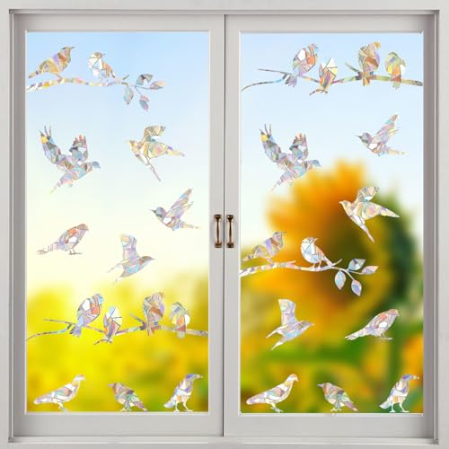 Rainbow Window Clings - Anti-Collision Bird Stickers (2 Sheets)