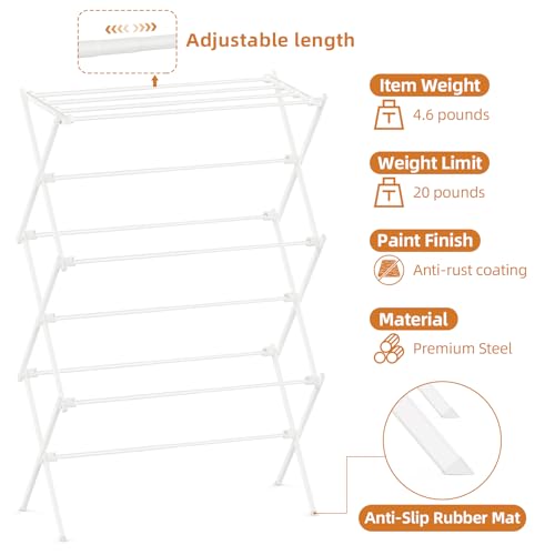 3-Tier Foldable Clothes Drying Rack - Compact Rust-Resistant Metal Laundry Stand