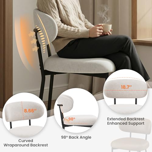 Upholstered Dining Chairs Set of 4, Modern Kitchen Chairs with Metal Legs