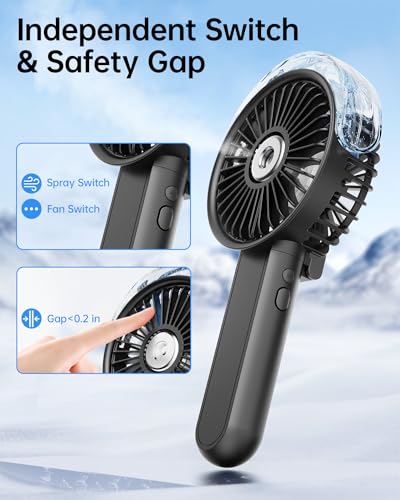 Portable Misting Fan, 180° Foldable Handheld Fan with Water Spray