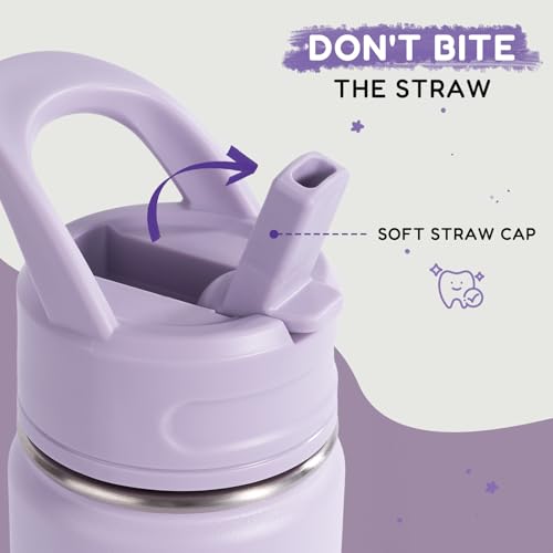 12oz Kids Insulated Stainless Steel Water Bottle with Straw, Purple