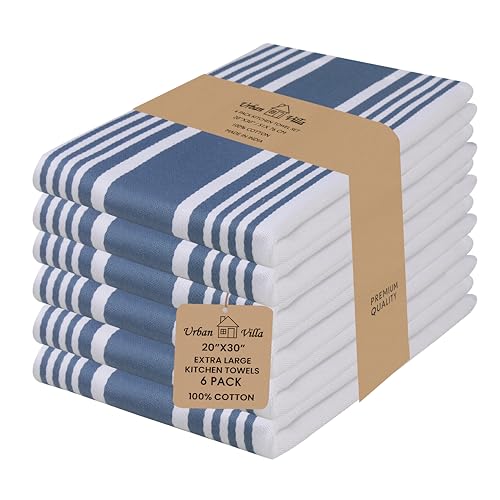 100% Cotton Kitchen Towels 20x30 Inch - Absorbent Dish Towels (Set of 6)