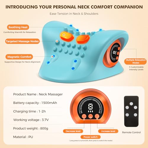 Portable Neck Massager with Heat & Vibration - 4-in-1 Relief System