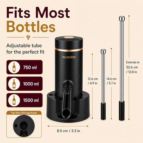 BLUBYEES Matte Black Electric Wine Aerator & Dispenser - Automatic Pourer