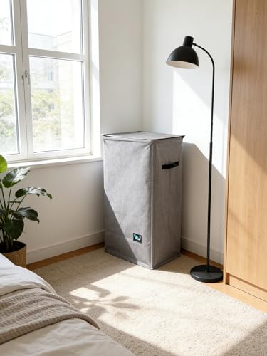 Large 100L Laundry Hamper with Lid, Collapsible Clothes Basket with Liner