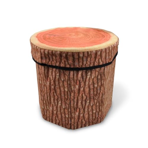 Tree Stump Storage Ottoman, Collapsible Foldable Toy Box & Foot Stool