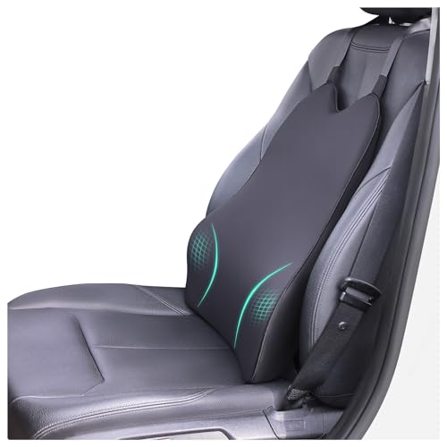 Lumbar Support Pillow for Car - Memory Foam Back Relief with Adjustable Straps