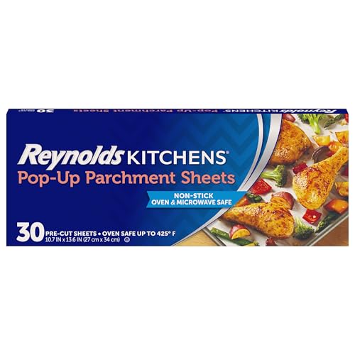 Pre-Cut Nonstick Parchment Paper Sheets, 30 Count - Easy Pop-Up Dispensing