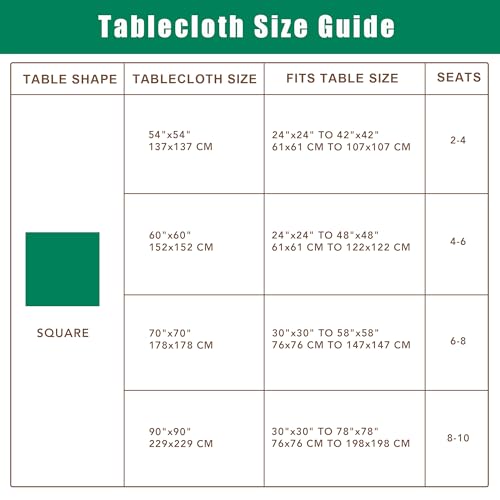 Square Textured Fabric Tablecloth 54x54 In - Water Resistant & Spill Proof
