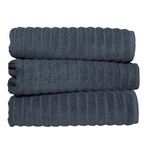 3-Piece Jumbo Bath Sheet Set, 100% Turkish Cotton, 40"x65", Dark Blue