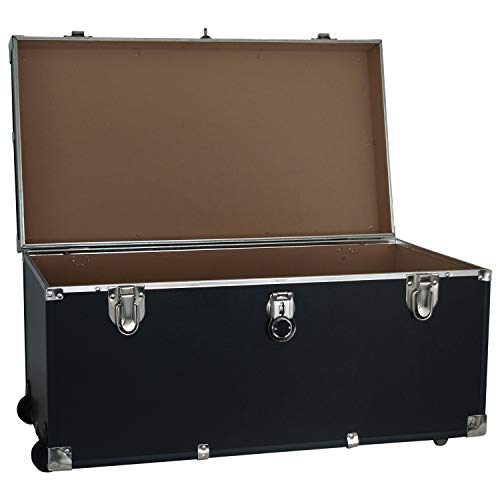 31-Inch Rolling Storage Trunk with Lock and Wheels, Black