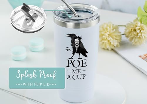 20 oz Stainless Steel Insulated Travel Mug - Edgar Allan Poe Gift for Men & Women