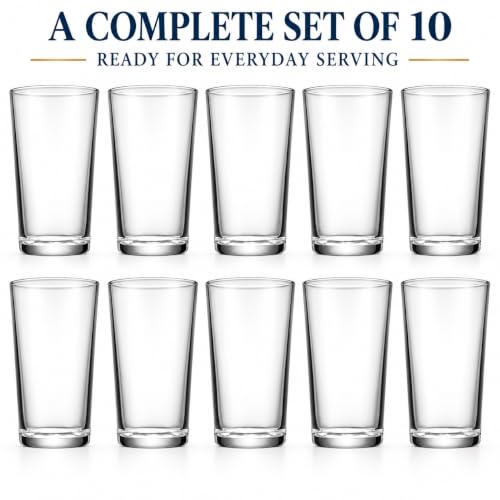 Set of 10 Clear 16oz Stackable Drinking Glasses - Home Essentials & Beyond