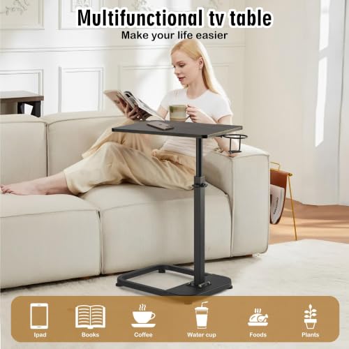 Adjustable C-Shaped TV Tray Table for Couch and Bed, Laptop Snack Desk