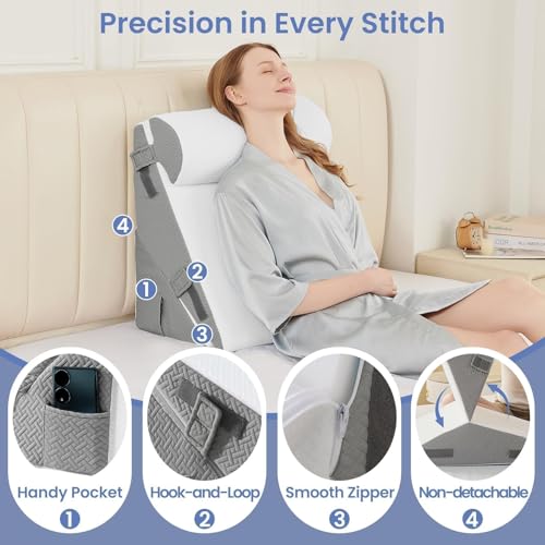 Adjustable Wedge Pillow Set for Neck & Back Support - Dark Grey