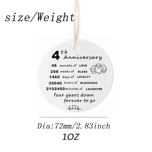 4th Wedding Anniversary Ornament for Him - 4 Years of Marriage Gift - Christmas Holiday Decor - Listing-Ornaments-4