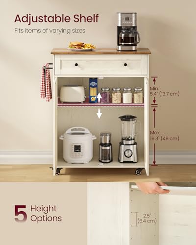 Mobile Kitchen Island Cart with Storage Cabinet and Drawer, Rolling Wood Stand