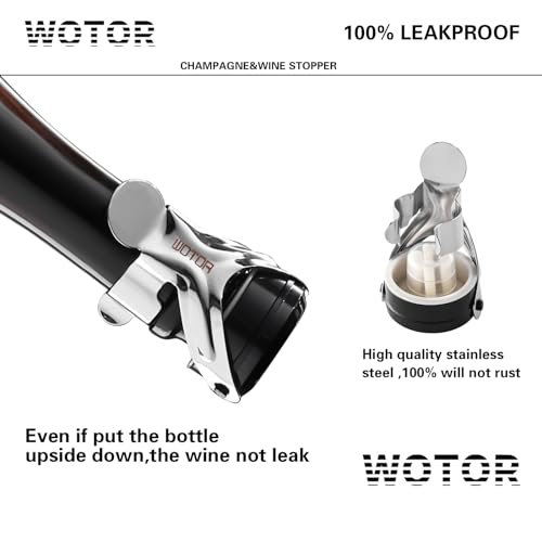 Stainless Steel Wine & Champagne Bottle Stoppers - Leakproof Saver (2 Pack)