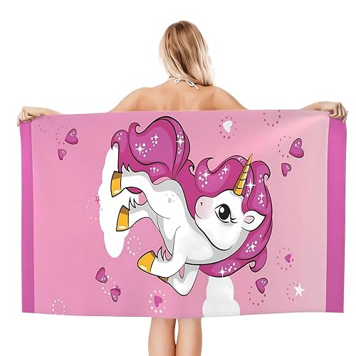 Unicorn Beach Towel for Kids, Oversized Sandproof Microfiber 30"x60"