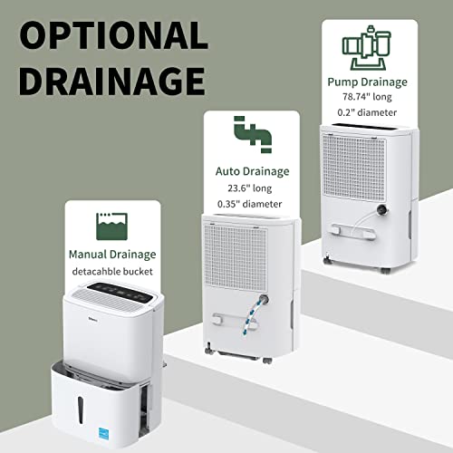Shinco 7000 Sq.Ft Energy Star Dehumidifier with Pump and WiFi for Basements